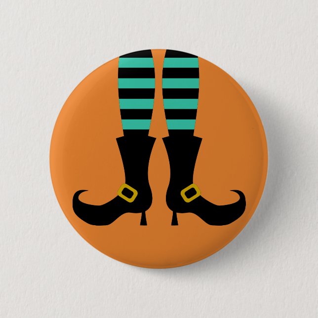 Happy Halloween Witch Leg 6 Cm Round Badge (Front)