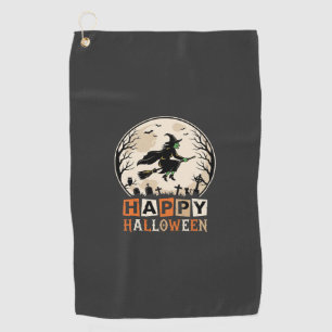 Happy Halloween Witch Moon Cemetery Design_1 Golf Towel