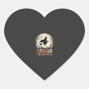Happy Halloween Witch Moon Cemetery Design_1 Heart Sticker