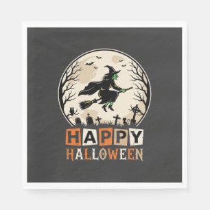 Happy Halloween Witch Moon Cemetery Design_1 Napkin