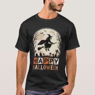 Happy Halloween Witch Moon Cemetery Design_1 T-Shirt