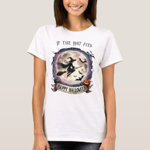 Happy Halloween Witch on Broom T-Shirt
