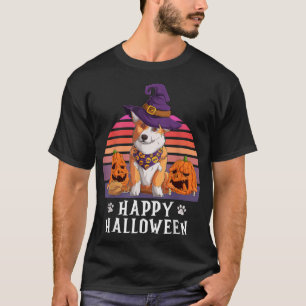 Happy Halloween Witch Pumpkin Costume Welsh Corgi T-Shirt