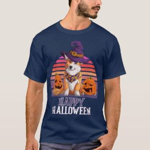 Happy Halloween Witch Pumpkin Costume Welsh Corgi T-Shirt