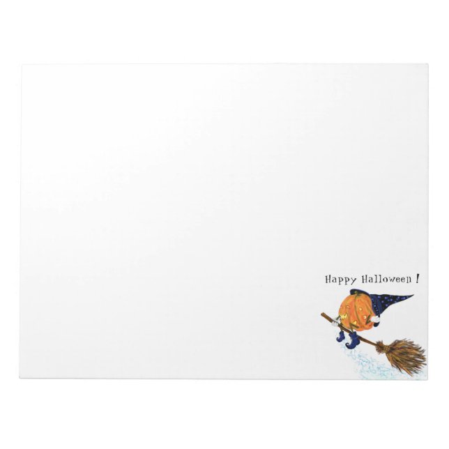 Happy Halloween Witch Pumpkin Flying Broom - Fun Notepad (Front)