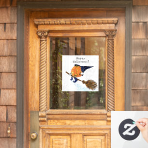 Happy Halloween Witch Pumpkin Flying Broom - Funny
