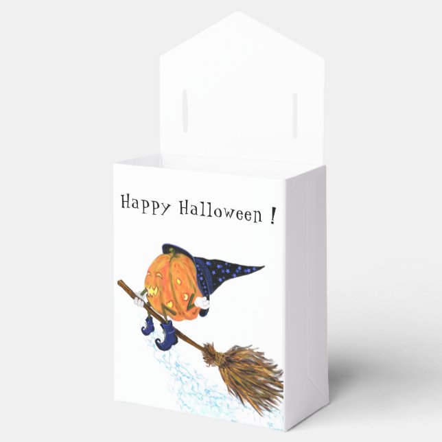 Happy Halloween Witch Pumpkin Flying Broom - Funny Favour Box (Opened)