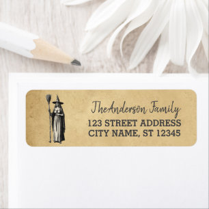 Happy Halloween Witch Return Address     Label