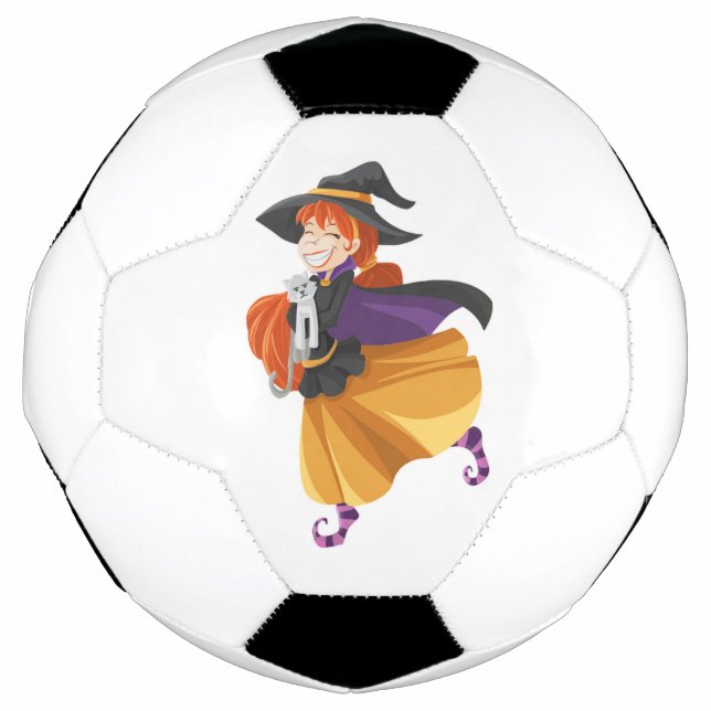 "HAPPY HALLOWEEN" WITCH SOCCER BALL (Front)