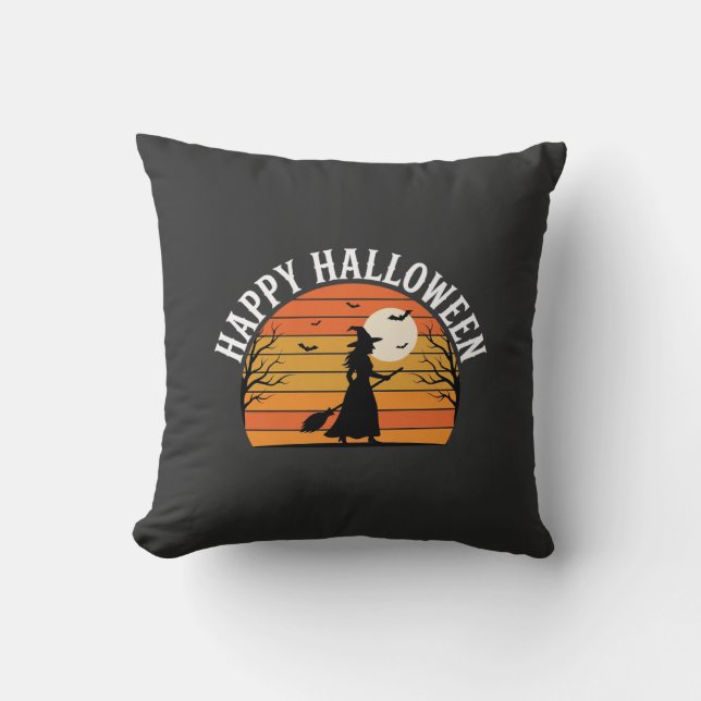 Happy Halloween Witch Sunset Design_1 Cushion (Front)