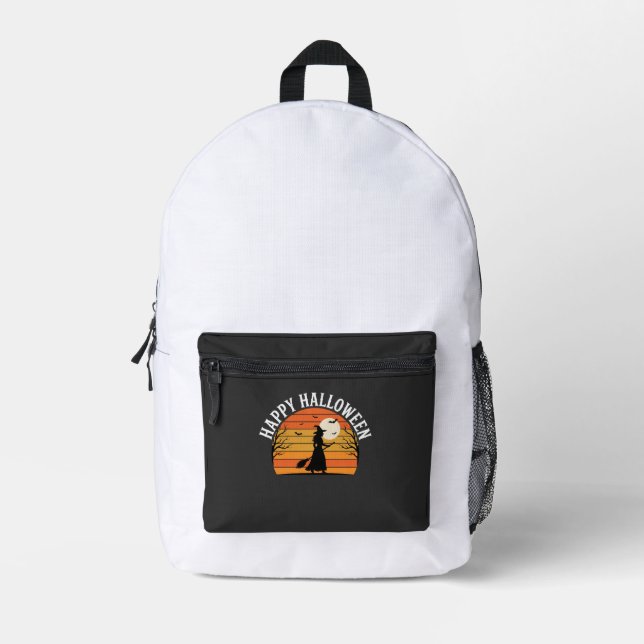 Happy Halloween Witch Sunset Design_1 Printed Backpack (Front)