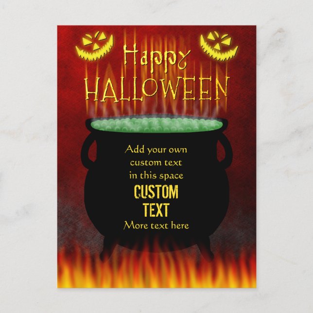 Happy Halloween Witches Cauldron Fire Custom Postcard (Front)