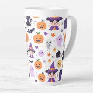 Happy Halloween Witches Ghosts Cats Bats Pumpkins Latte Mug
