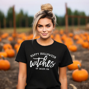 Happy Halloween Witches Modern White Script Womens Tri-Blend Shirt