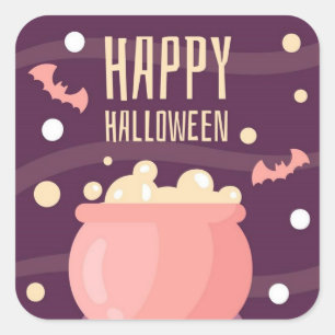 Happy Halloween Witches Pot Square Sticker