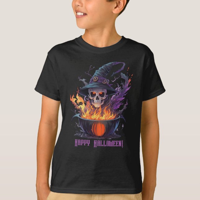 Happy Halloween! Witches Skull T-Shirt (Front)