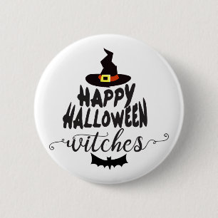 Happy Halloween Witches Typography Halloween 6 Cm Round Badge