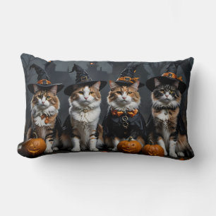 Happy Halloween Witchy Cats Lumbar Cushion