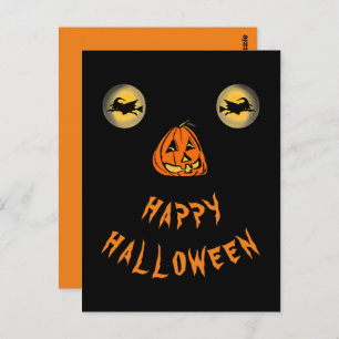 Happy Halloween Witchy Eyes And Pumpkin Nose Postcard