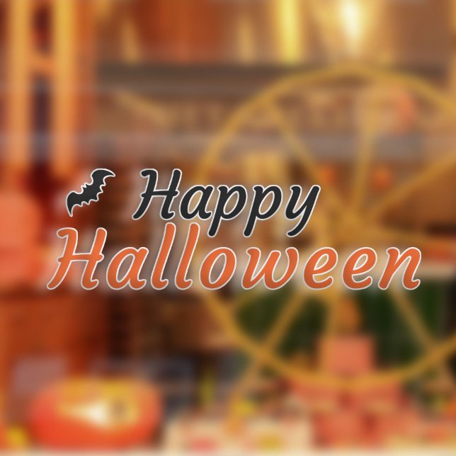 Happy Halloween with a Bat (Happy Halloween with a Bat Window Cling)