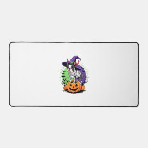 Happy Halloween with Boston Terrier Mummy & Witch  Desk Mat