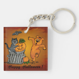 Happy Halloween with Cat Bat Dog and Spider Key Ring