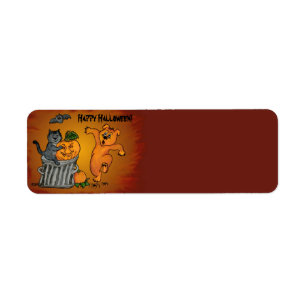 Happy Halloween with Cat Bat Dog and Spider Return Address Label