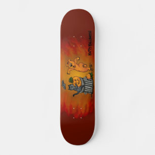 Happy Halloween with Cat Bat Dog and Spider Skateboard