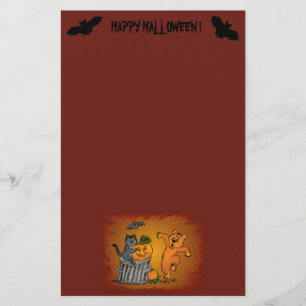 Happy Halloween with Cat Bat Dog and Spider Stationery