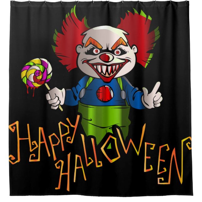 Happy Halloween with Clown Shower Curtain (Front)