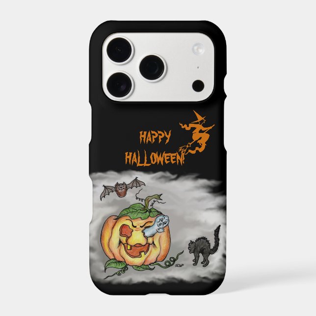 Happy Halloween with Ghost Cat Bat Pumpkin (Back)