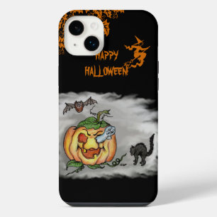 Happy Halloween with Ghost Cat Bat Pumpkin iPhone Case