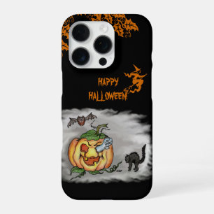 Happy Halloween with Ghost Cat Bat Pumpkin iPhone 16 Pro Case