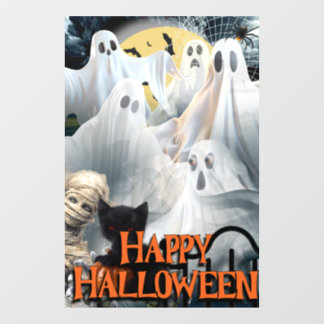 Happy Halloween with Ghosts, Mummy, and Black Ca
