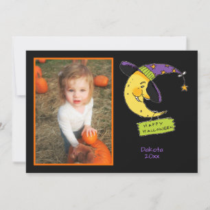 Happy Halloween with Moon Customised  Photo Frame Card