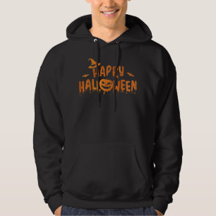 Happy halloween with scary pumpkin face and witch  hoodie