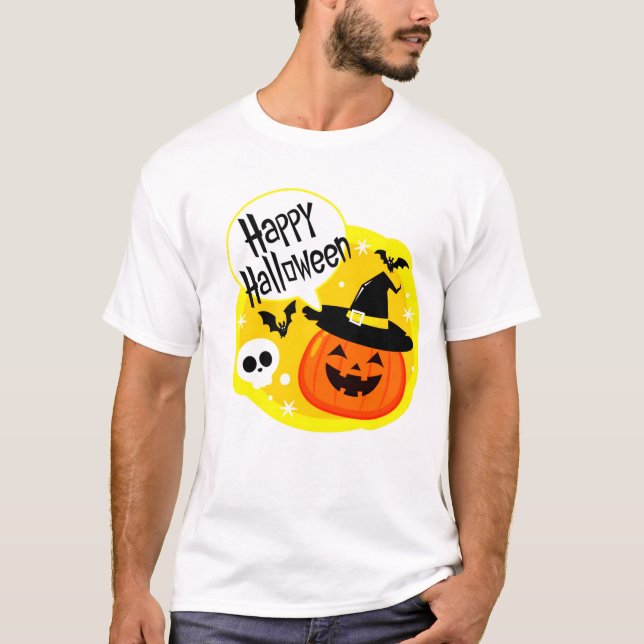 Happy Halloween with Smiling Pumpkin T-shirts (Front)