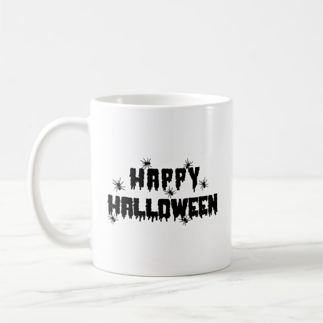 Happy Halloween with Spiders Coffee Mug (Left)