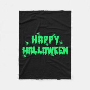 Happy Halloween with Spiders Fleece Blanket