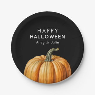 Happy Halloween with vintage pumpkin Paper Plate