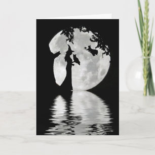 Happy Halloween with Witches, Owl, Black Cat Moon Card