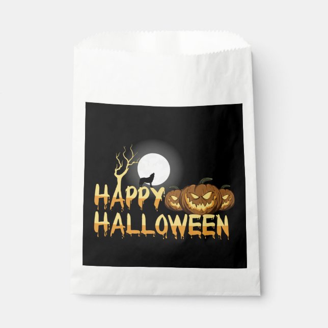 Happy Halloween Wolf Favour Bag (Front)