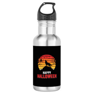 Happy Halloween Wolf Sunset Vector 532 Ml Water Bottle