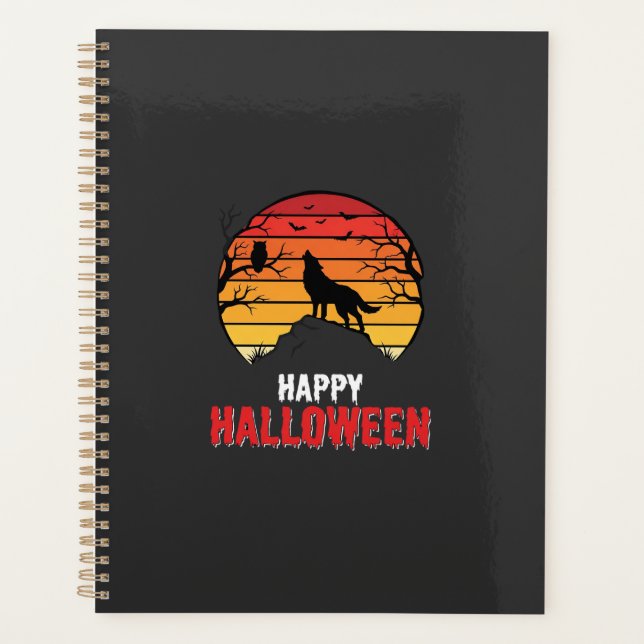 Happy Halloween Wolf Sunset Vector Planner (Front)
