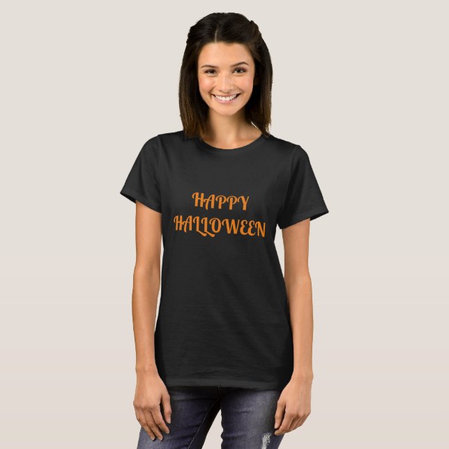 Happy Halloween Women's Orange  Black T-Shirt (Front Full)