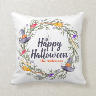Happy Halloween Wreath Personalised Throw Pillow