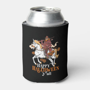 Happy Halloween Y'all Cowboy Ghost Riding Horse Can Cooler