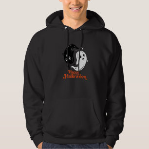 Happy Halloween Yin and Yang Black and White Ghost Hoodie