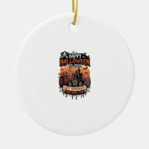 Happy Halloween You Haunted House Skeleton Bats_1 Ceramic Ornament