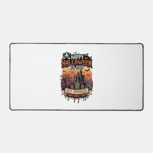 Happy Halloween You Haunted House Skeleton Bats_1 Desk Mat